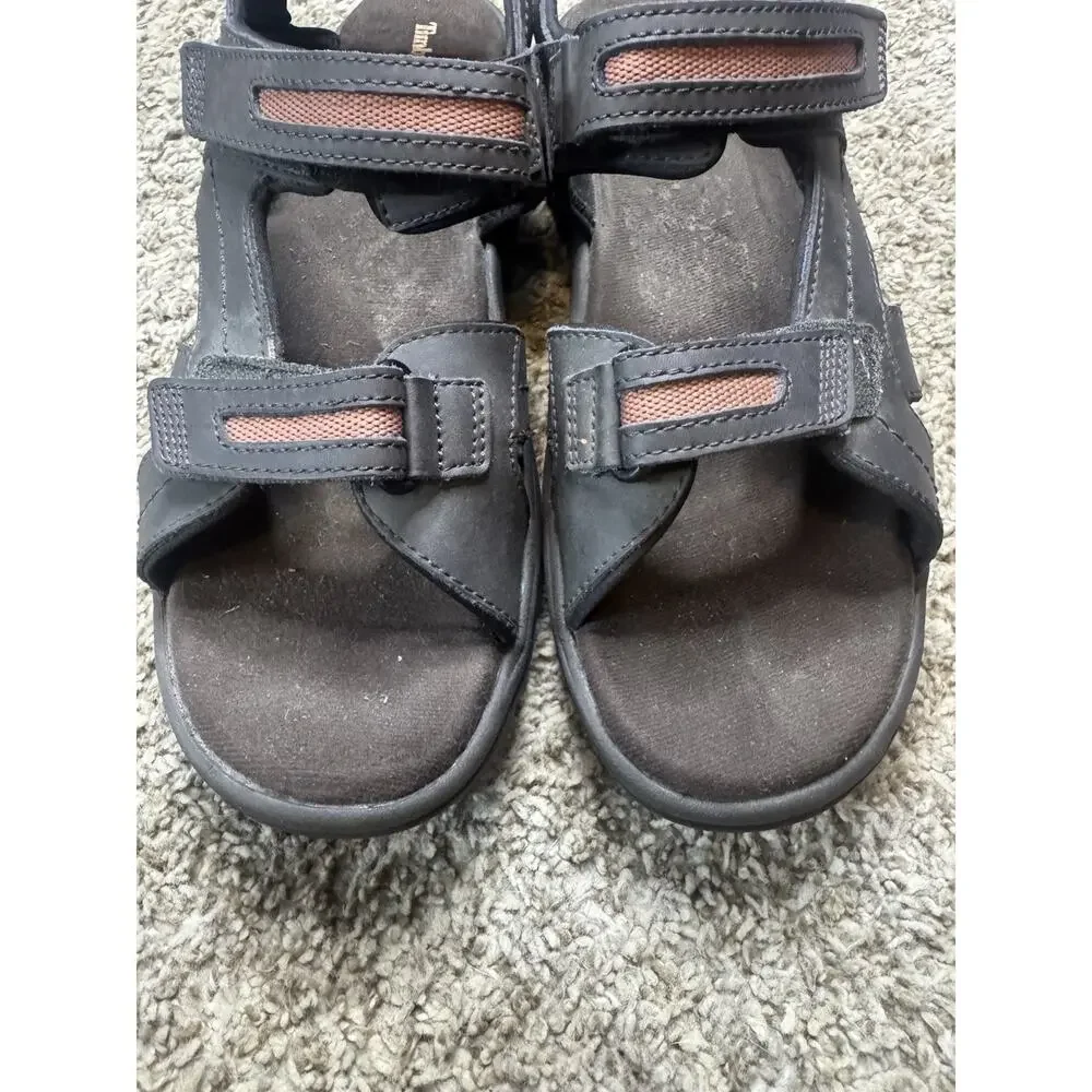 Timberland Mens Black Outdoor Sandals Ortholite Hook & Loop Size 11